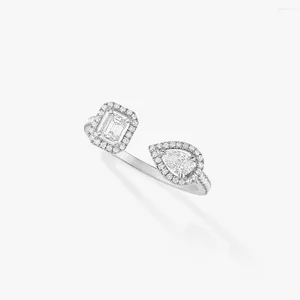 Cluster Rings Original Boutique S925 Water Drop Square Diamond Women's Ring Opening One Size Messica Festival Gift