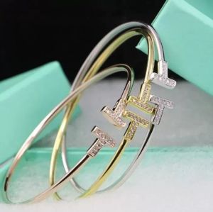 Dracelet cuff bracelet Bangle TT charm bracelets inlay Diamond titanium stainless Steel high polished Fashion high quality couple bracelet Gift designer jewelry