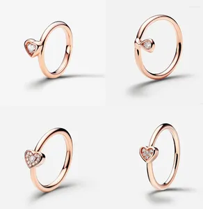 Cluster Rings S925 Sterling Silver Vgorgeous Rose Gold och Clear Ruby Ring med diamant accenter silver-svart stil