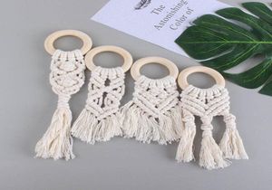 새로운 DIY 수공예 수제 천연 나무 크로 셰 뜨개질 아기 유아 키 어린이 Teether Teething Teething Ring Gift Gion Infant Wood Ring Teorsers B21074856274