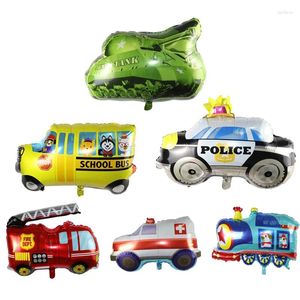 Party Decoration 1pcs Cartoon Car Balloons Fire Trucks Ambulances School Bussar Tåg och andra typer av bilar Barn Toys Holiday DE