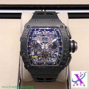 Luxury armbandsur Automatisk rörelse klockor Swiss Made RM11-03 Black NTPT Carbon Fiber Automatic Machinery for Men OH57