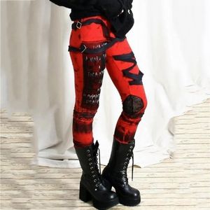 Cool Ultra ha raccolto pantaloni da carico Donne Summer High Waist Rocker Gothic Gothic Tie Punk Legings Wide Pantaloni Y2K Streetwear 240426