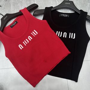 Knitted Vest Cropped Top T Shirts Women Knits Tee Sport Tops Woman Yoga Tees Slim Fit Contrast letter jacquard large U-neck short exposed waist tank top