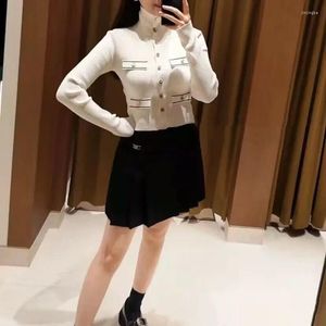 Women's Jackets Spring 2024 Women Knitted Cardigan Long Sleeve Slim Single Breasted Turtleneck Tops Casual Ladies All-Match Short Jacket