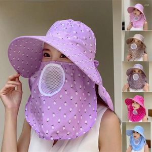 Berets Face And Neck Sunhat Fashion Wide Brim UV Protection Hat Sun Outdoor