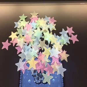 Adesivi da parete 100pcs 3d stelle bagliore nel buio scuro fluorescente luminoso per bambini decorazioni per la casa camera da letto camera da letto per bambini