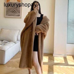 Maxmaras Coat Teddy Bear Womens Cashmere Coats ull vinter i mitten av kändis dilraba samma raseri läder och päls integrerad lam tljk