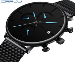 Crrju Fashion Date Mens Watches Top Brand Luxury impermeabile Sport Orologio Slim Dial Quartz Watch Relogio Masculino277S1887733 Casual