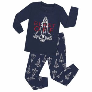 Airplane Fashion Airplane Kids Boy Boy Pijama Cotton Navy Blue Baby Boys Boys Boys Aush Sleeve Sleep Outfit Set 240418