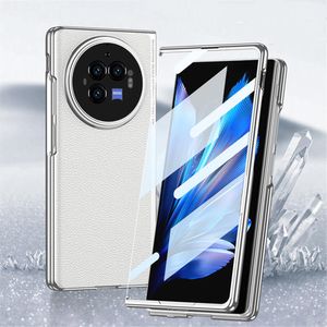 Schlanker Lederfaltetuhe für vivo x fold3 pro/fold3 Grenzloser Glasfilm Vollbedeckung