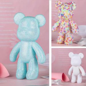 Fall 18/23/32 cm DIY Diamond Målning Bear Ornament Rhinestone Mosaic Crafts Desktop Decoration Handgjorda presentbil Interiör Tillbehör