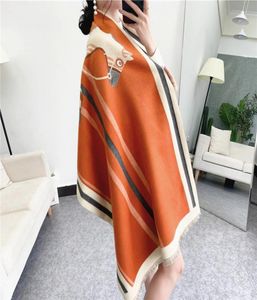 Animal Print Winter Cashmere Sconef Women Women Gross Warm e Wraps Designer Brand Horse Princied Blanket Cape My20692376242