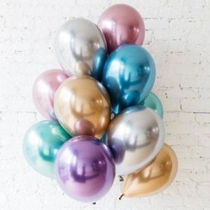 Party Decoration 10pcs 12inch Latex Chrome Gold Silver Wedding Baby Shower Birthday Carnival Decor Metallic Balloons Supplies Helium Favors