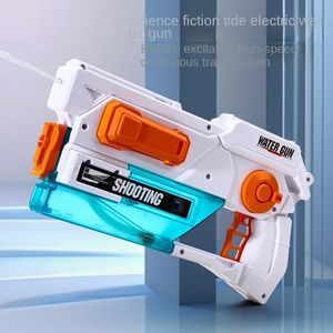 Fully Automatic Electric Water Gun with Light Rechargeable Continuous Firing Party Game Kids Space Splashing Summer Toy Boy Gift 240420