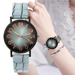 Armbanduhren Luxus Frauenwache Mode Vintage Digital Ladies Quarz Uhr Watches Casual Plaid Leder -Gurt Lady Clock Kleid