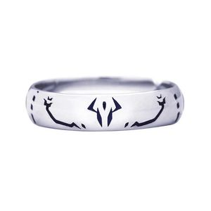 Bant Yüzükleri Jujutsu Kaisen Ryomen Sukuna Itadori Yuji Ring Role Play Metal Açılış Ayarlanabilir Unisex Ring Mücevher Prop aksesuarları Hediye Q240427