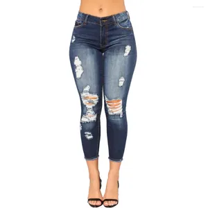 Jeans femininos 2024 Moda Spring High Elastic Tornogueiro Fundo Pequeno Ponta de quadril apertado