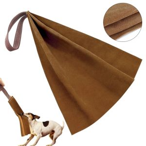 Equipment Dog Training First Layer Cowhide Biting Cloth Thick Dog Tug Toy For Training Play Gift Bite Rag Interactive Training Supplies