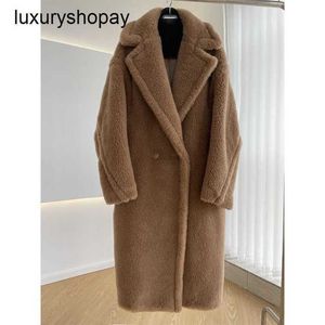 Maxmaras Coat Teddy Bear Womens Cashmere Coats Wool Winter 2024 New m Family Outline Particle Camel Fleece Scissor Mid