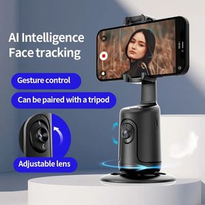 Intelt AI Mini Selfie Stick Rastreamento automático Tiro de 360 graus Rotação inteligente Siga o suporte telefônico ao vivo Gimbals 240422