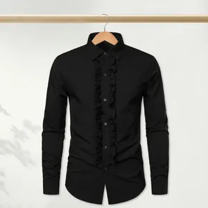 Camicie da uomo camicie glamour gotica stile reale retrò con rotatura del colletto con patchwork slim adatta a lungo per le prestazioni