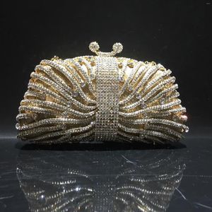 Abendtaschen Xiyuan Gold Farbe Weiß Diamant Frau Party Abendessen Handtasche Lady Hochzeit Braut Elegante Kristallkupplung Geldbörse und Brieftasche