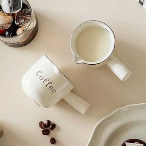 Tassen Mini Keramikmilchbecher Dose kleine Espresso -Messung Milch mit Latte Mixer Skala Messung Tasse J240428