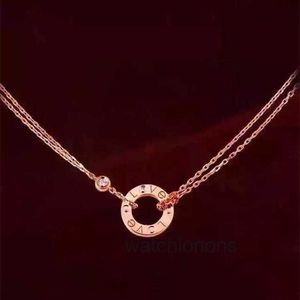 High Quality Luxury Necklace Cartter X1-308 Korean Edition One Ring Diamond Circle with Double Layer Rose Gold Titanium Steel Classic IOVE Jewelry