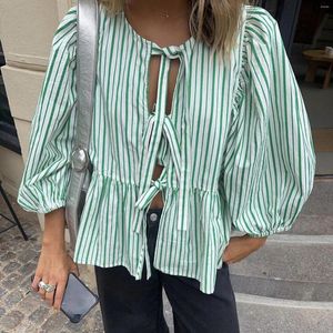 Women's Blouses Women Basic Tie Front Shirts Tops Casual Solid Loose 3/4 Sleeve Blouse Shirt Cardigan Clubwear Streetwear Aesthetic Clothes