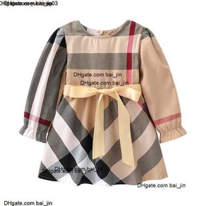 Lovely Baby Girls Princess Dresses Cotton Round Neck Kids Long Sleeve Dress Spring Autumn Girl Plaid Skirts Children Clothes Child Skirt 1-6 Years