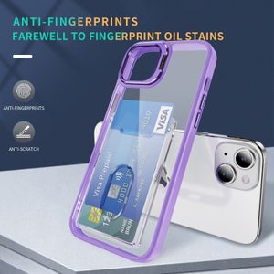 Transparent kortficka slot telefonfodral med kamera ho ider för iPhone 15 14 13 12 pro max 11 plus tydlig plånbok silikon stötsäker kickstand omslag