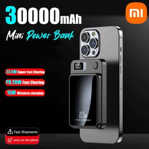 Банки питания сотового телефона Xiaomi Mijia 30000MAH Магнитный беспроводной зарядное устройство QI 22,5 Вт мини -пакет мощности подходит для быстрой зарядки iPhone Samsung Huawei J240428