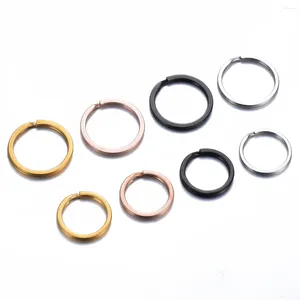 Keychains 20pcs/lot Stainless Steel Key Ring Round Flat Holder Split Rings 25mm 30mm Keyfob For DIY Keychain Clasps Jewelry Making