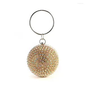 Shoulder Bags Colorful Diamond Evening Bag Womens Sparkling Crystal Ball Shape Clutch Gold Party Wedding Bridal Chain J60D