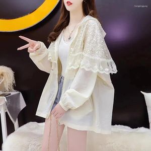 Women's Jackets Summer Jacket Hooded Thin Coat Sun Protection Clothing 2024 Embroidered Mesh Cardigan Top Female