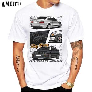 Camisetas masculinas Novas homens de verão short slve drive the clássico Alemanha Eudm-E34 M5 E30 Camiseta de impressão de carros Vintage Tops casuais do garoto branco TS TS T240425