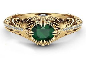 Emerald Color 14k حلقة مطلية بالذهب للنساء رنين خطبة الزفاف 4128874