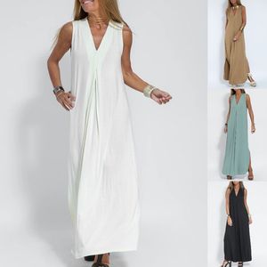 2024 Solid Color Pullover V-Neck Beach Resort Elegant Long Dress Loose Sleeve Cardigan Casual Two Piece Set 2404272