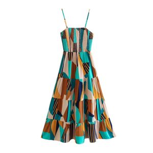 Wholesale Summer Style Womens Clothing Irregular Geometric Print Sling Dress