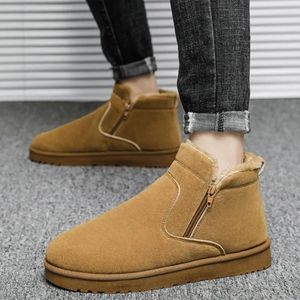 Stövlar mäns snö plysch varm casual slip-on bomull vinter non-halp vattentät manlig vuxen fotled skor bota maskulina