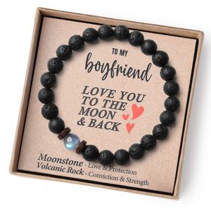 To My Son Bracelet from Mom Bracelet Natural Volcanic Stone Lava Stone Trendy Jewelry Gift for Dad/Husband/Son Jewelry Charm Fashion Wholesale 12 Design No box