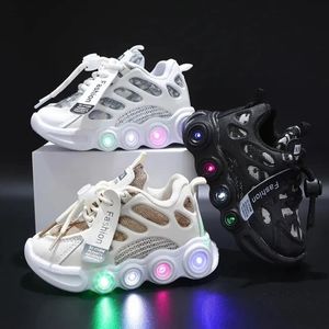 Barn casual skor för pojkar flickor sneakers höst barn sport lysande baby mesh andas mjuk springa 16 år 240415
