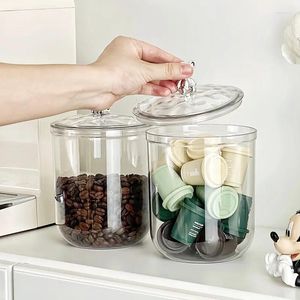 Bottiglie di stoccaggio contenitore barattolo snack box in plastica con chicchi multiuso sigillati cereali di coperchio trasparenti