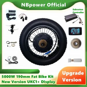 DEL NBPOWER FAT Bike Kit 190mm Dropout 4872V 5000W med Alarmlock Bluetooth Bakhjul Motor Electric Fat Cykel Konverteringssats