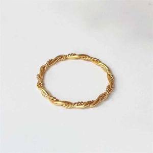 Band Rings 2023 2mm minimum stainless steel knuckle twisted chain ring suitable for women gold-plated woven ring waterproof jewelry Q240427