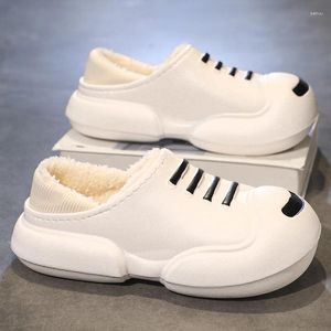 Slippers Winter Shoes For Men Round Toe Platform Footwear Waterproof Wear-Resistant Comfortable Non-slip Plus Velvet Keep Warm