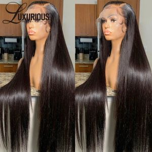 Peruki 13x6 HD koronkowa peruka czołowa prosta 32 -calowa peruka ludzkich włosów dla kobiet przezroczyste koronkowe brazylijskie peruki włosy do włosów