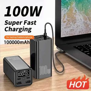 Mobiltelefon Power Banks 100000mAh Power Bank Type C PD 65W Fast Charging PowerBank Extern Battery Charger Lämplig för smartphones bärbara datorer -surpare iPhones