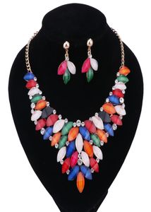 New Fashion Statement Resin Beads Crystal Bohemian Necklaces Earring Jewelry Set Women Strain Jewelry Accessories3253512